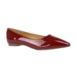 XY London Womens/Ladies Cordelia Patent Pointed Ballerina Flats / Cherry Red